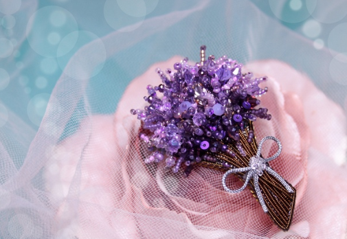 [Бисер] Брошь "Букет Лаванды" (Ольга Русакова)